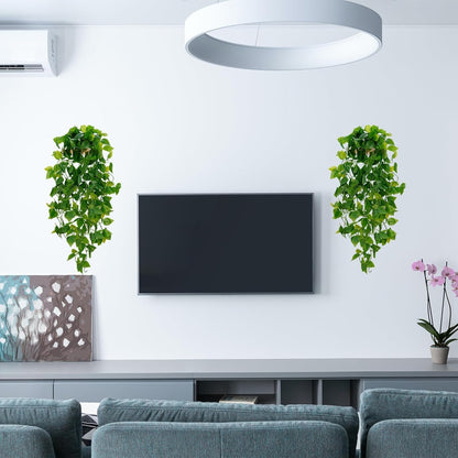 Fake Hanging Plants, Artificial Pothos Vines Faux Plants Greenery for Wall Home Living Room Office Indoor Outdoor Decor (No Baskets)