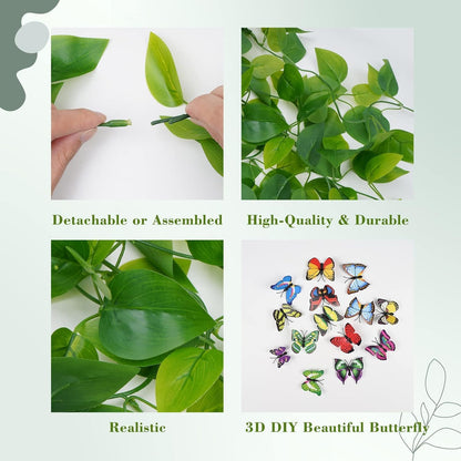 Fake Hanging Plants, Artificial Pothos Vines Faux Plants Greenery for Wall Home Living Room Office Indoor Outdoor Decor (No Baskets)