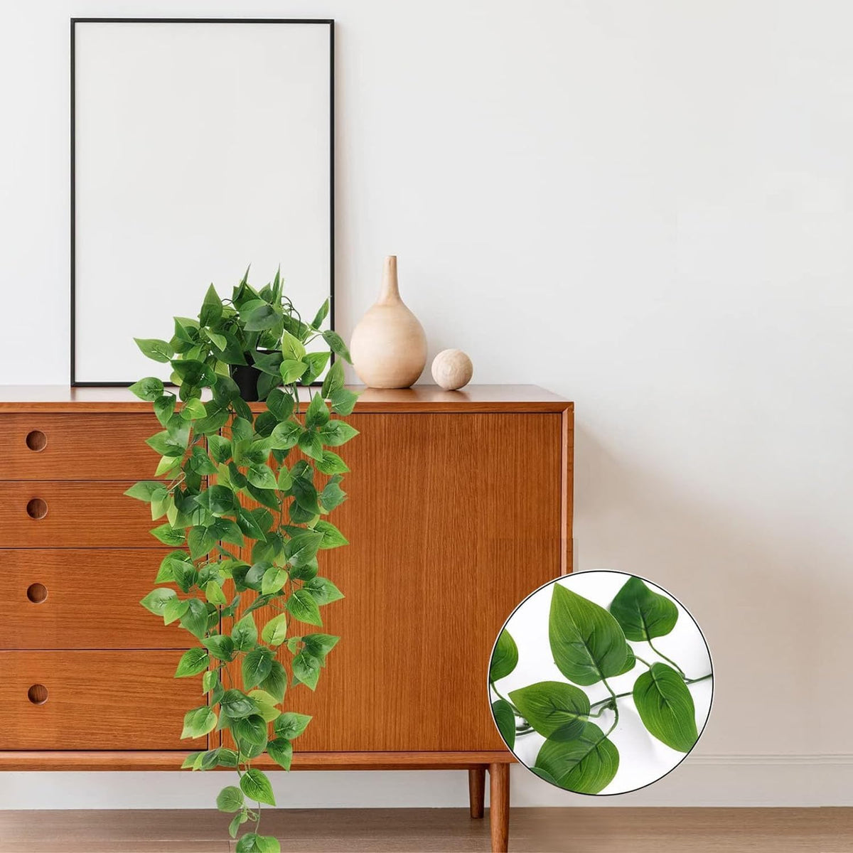 Fake Hanging Plants, Artificial Pothos Vines Faux Plants Greenery for Wall Home Living Room Office Indoor Outdoor Decor (No Baskets)