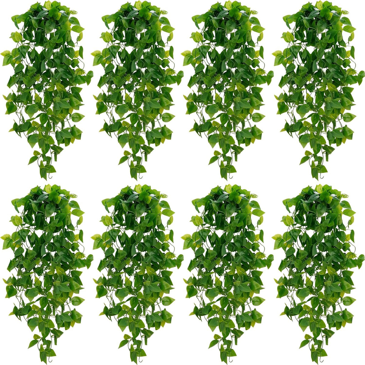 Fake Hanging Plants, Artificial Pothos Vines Faux Plants Greenery for Wall Home Living Room Office Indoor Outdoor Decor (No Baskets)