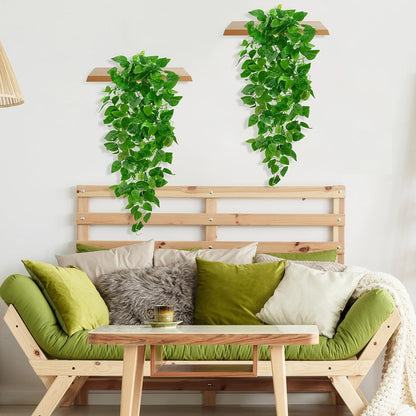 Fake Hanging Plants, Artificial Pothos Vines Faux Plants Greenery for Wall Home Living Room Office Indoor Outdoor Decor (No Baskets)