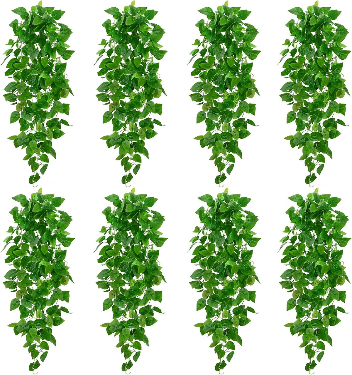 Fake Hanging Plants, Artificial Pothos Vines Faux Plants Greenery for Wall Home Living Room Office Indoor Outdoor Decor (No Baskets)