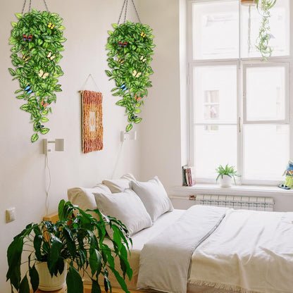 Fake Hanging Plants, Artificial Pothos Vines Faux Plants Greenery for Wall Home Living Room Office Indoor Outdoor Decor (No Baskets)