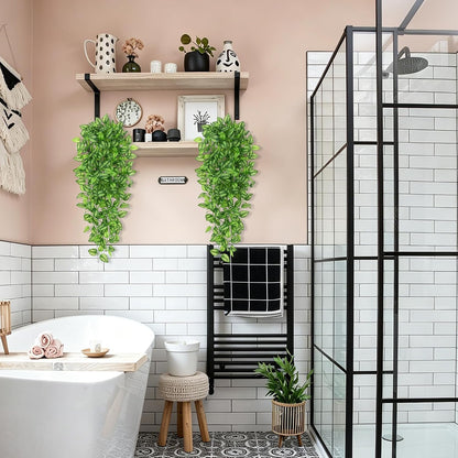 Fake Hanging Plants, Artificial Pothos Vines Faux Plants Greenery for Wall Home Living Room Office Indoor Outdoor Decor (No Baskets)