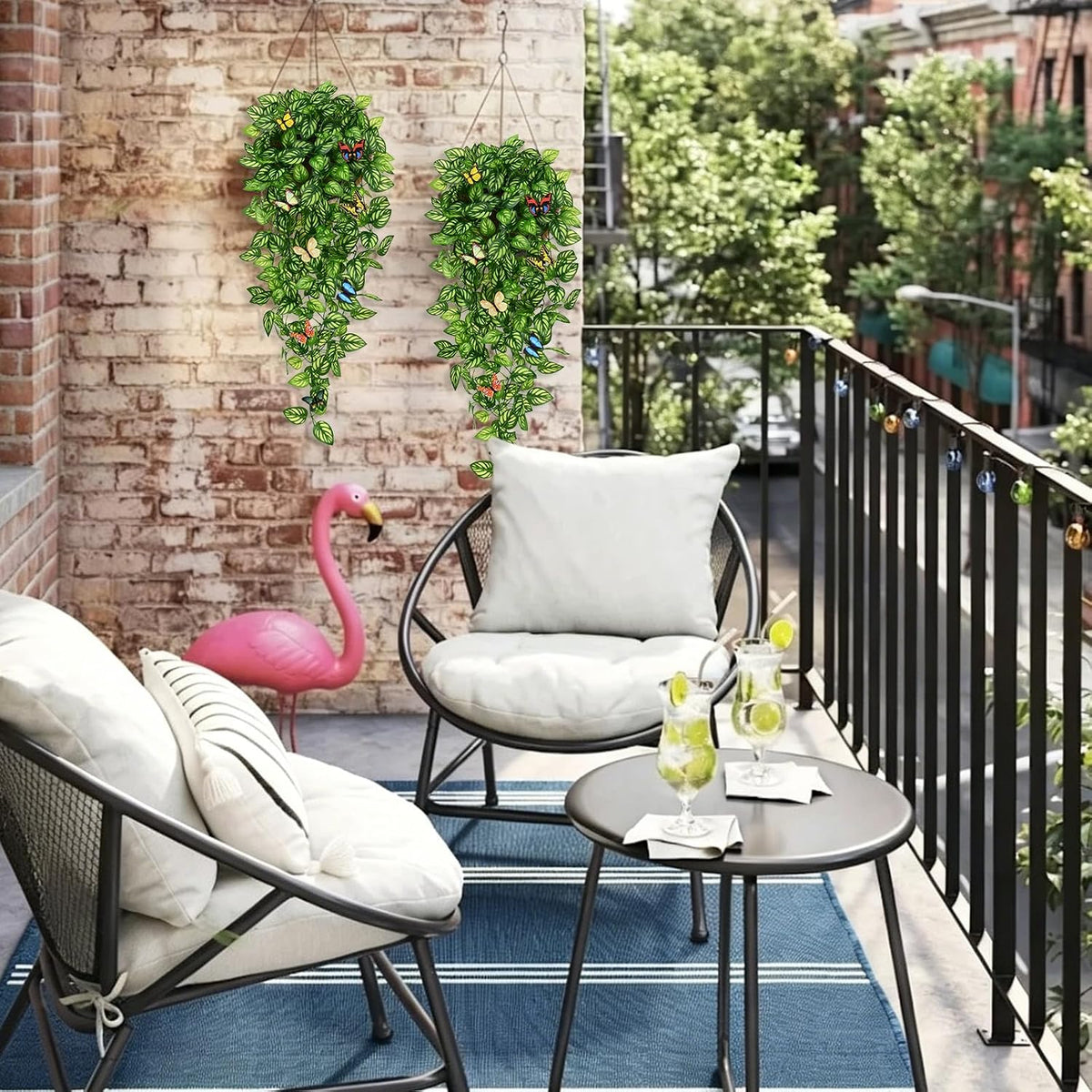 Fake Hanging Plants, Artificial Pothos Vines Faux Plants Greenery for Wall Home Living Room Office Indoor Outdoor Decor (No Baskets)