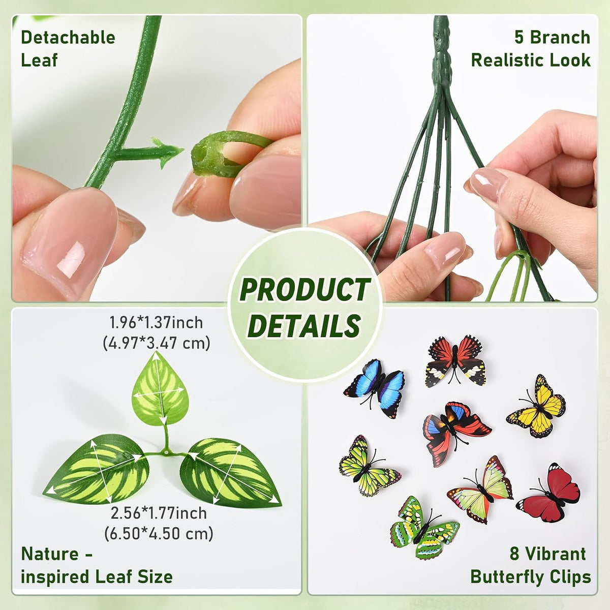 Fake Hanging Plants, Artificial Pothos Vines Faux Plants Greenery for Wall Home Living Room Office Indoor Outdoor Decor (No Baskets)