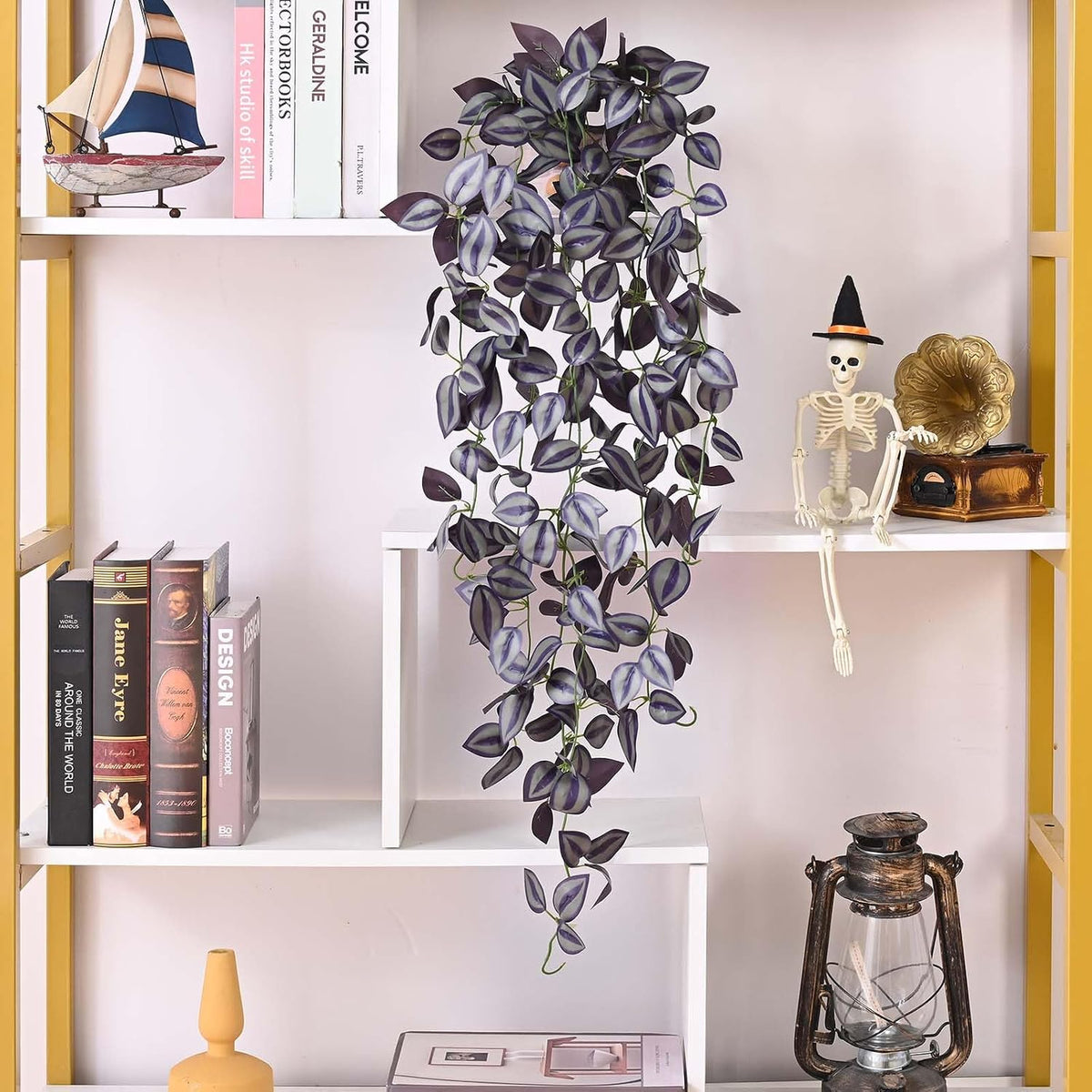 Fake Hanging Plants, Artificial Pothos Vines Faux Plants Greenery for Wall Home Living Room Office Indoor Outdoor Decor (No Baskets)