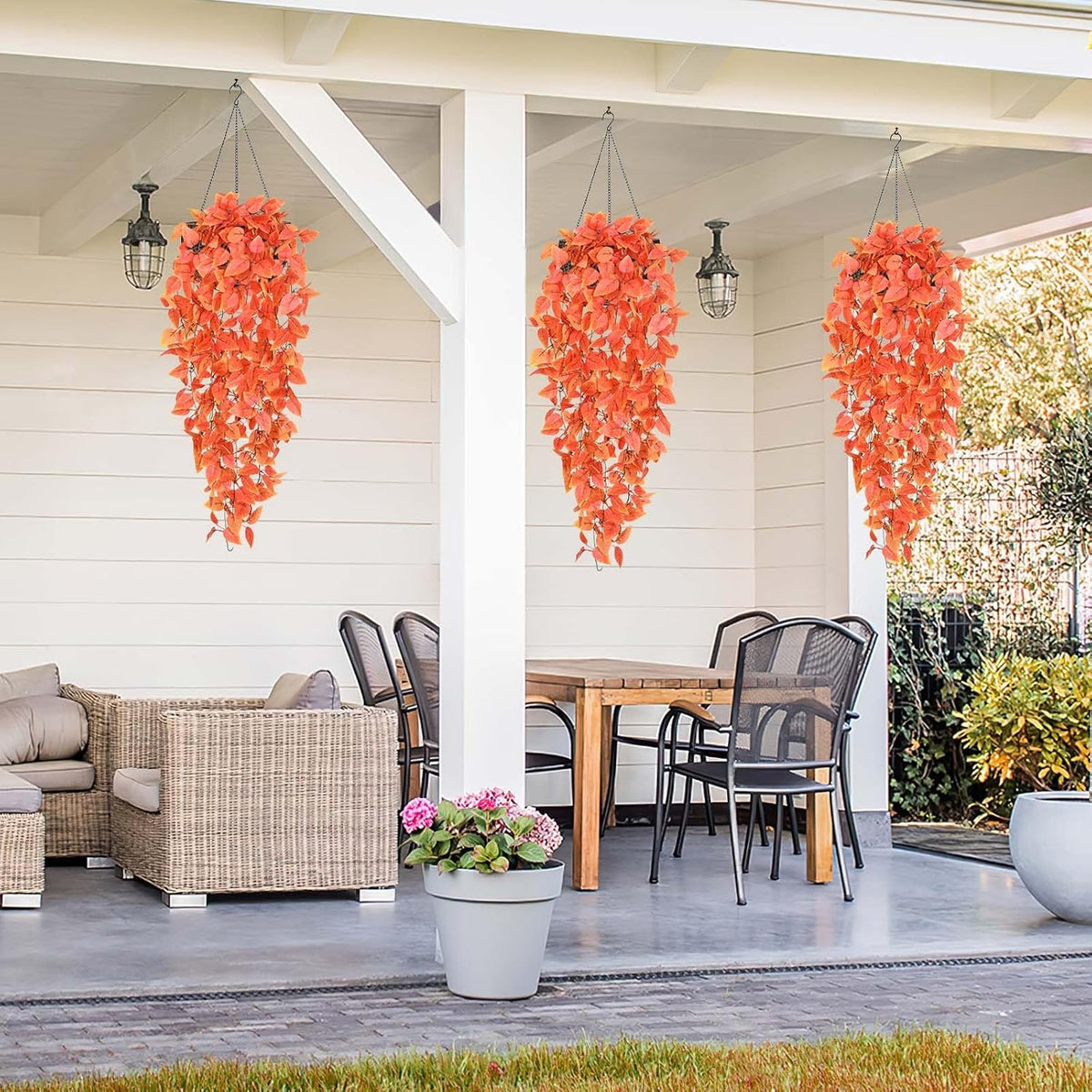 Fake Hanging Plants, Artificial Pothos Vines Faux Plants Greenery for Wall Home Living Room Office Indoor Outdoor Decor (No Baskets)