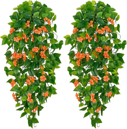 Fake Hanging Plants, Artificial Pothos Vines Faux Plants Greenery for Wall Home Living Room Office Indoor Outdoor Decor (No Baskets)
