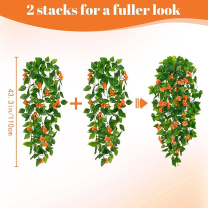 Fake Hanging Plants, Artificial Pothos Vines Faux Plants Greenery for Wall Home Living Room Office Indoor Outdoor Decor (No Baskets)