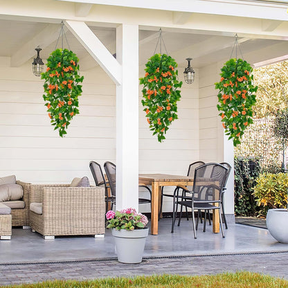 Fake Hanging Plants, Artificial Pothos Vines Faux Plants Greenery for Wall Home Living Room Office Indoor Outdoor Decor (No Baskets)