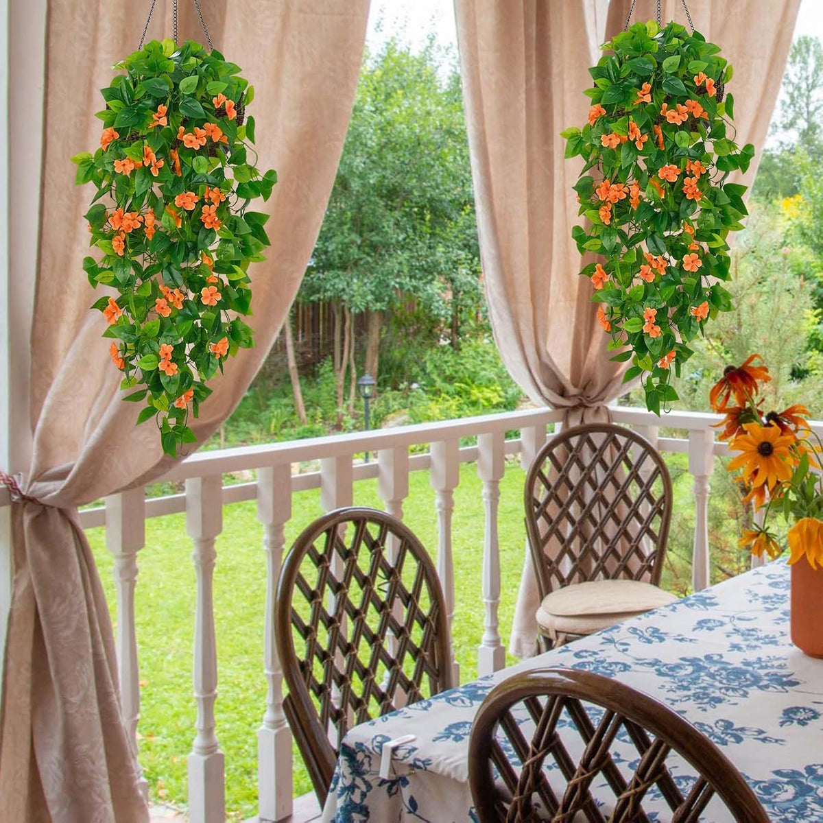 Fake Hanging Plants, Artificial Pothos Vines Faux Plants Greenery for Wall Home Living Room Office Indoor Outdoor Decor (No Baskets)