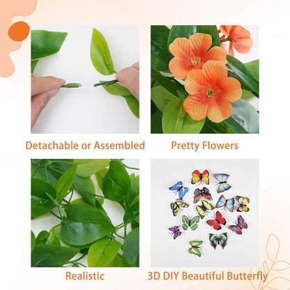 Fake Hanging Plants, Artificial Pothos Vines Faux Plants Greenery for Wall Home Living Room Office Indoor Outdoor Decor (No Baskets)