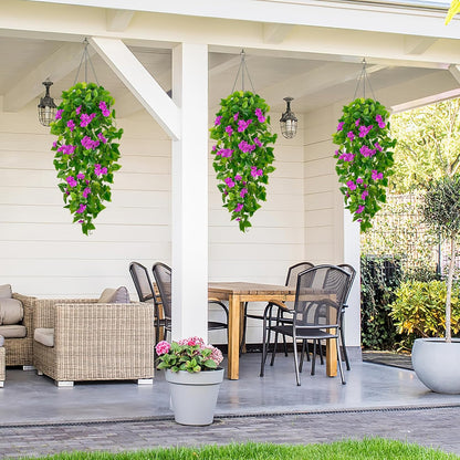 Fake Hanging Plants, Artificial Pothos Vines Faux Plants Greenery for Wall Home Living Room Office Indoor Outdoor Decor (No Baskets)