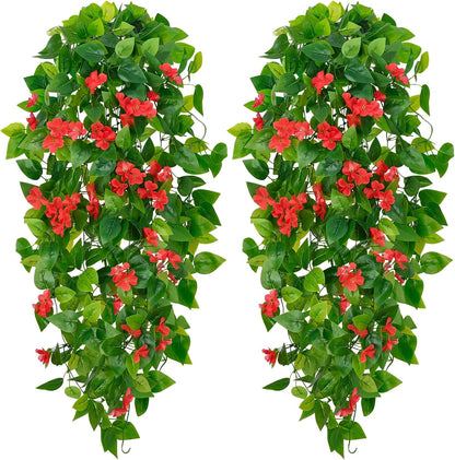 Fake Hanging Plants, Artificial Pothos Vines Faux Plants Greenery for Wall Home Living Room Office Indoor Outdoor Decor (No Baskets)