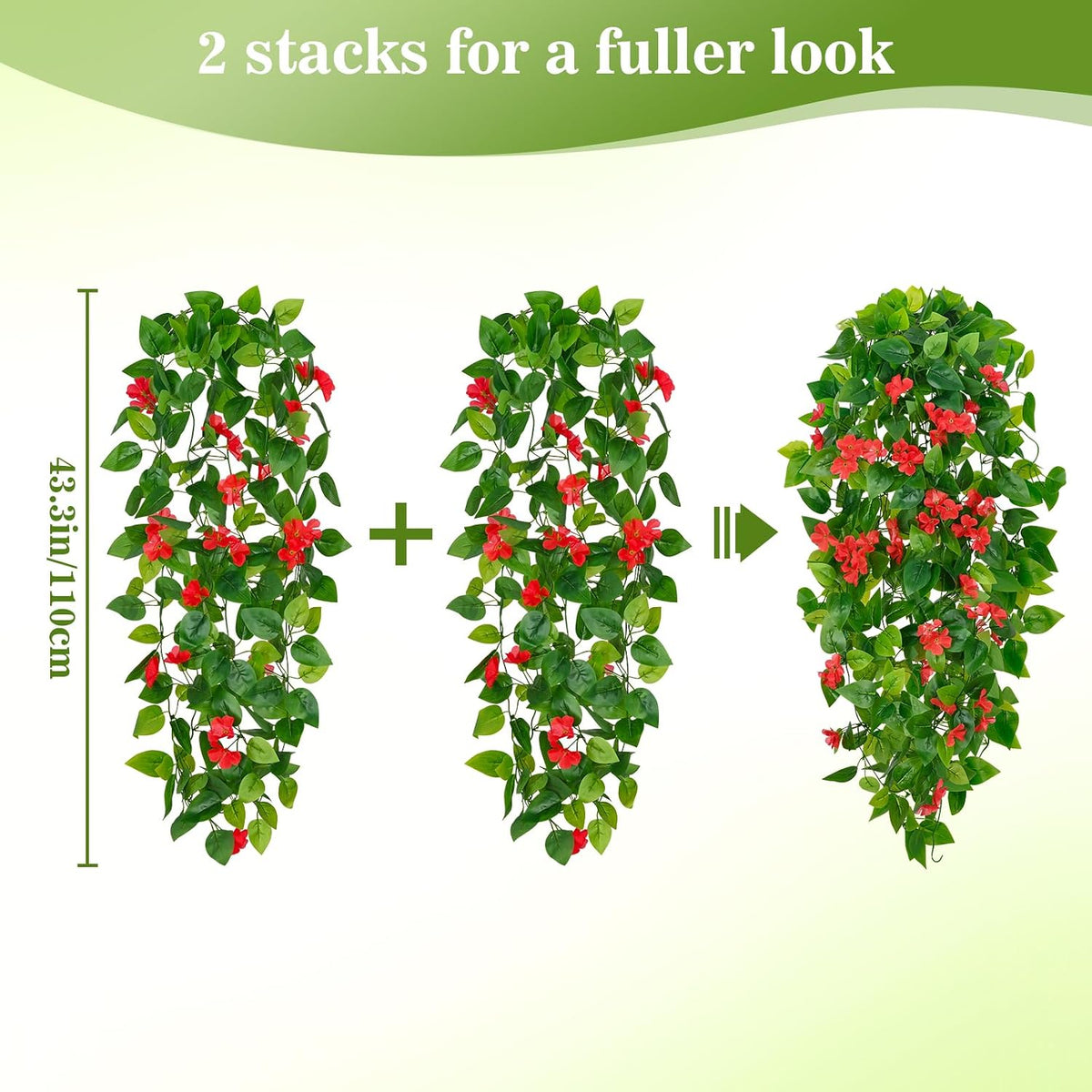 Fake Hanging Plants, Artificial Pothos Vines Faux Plants Greenery for Wall Home Living Room Office Indoor Outdoor Decor (No Baskets)
