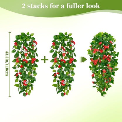 Fake Hanging Plants, Artificial Pothos Vines Faux Plants Greenery for Wall Home Living Room Office Indoor Outdoor Decor (No Baskets)