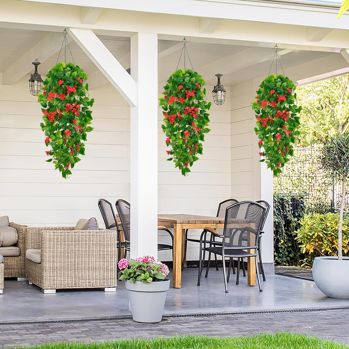 Fake Hanging Plants, Artificial Pothos Vines Faux Plants Greenery for Wall Home Living Room Office Indoor Outdoor Decor (No Baskets)