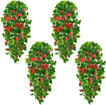 Fake Hanging Plants, Artificial Pothos Vines Faux Plants Greenery for Wall Home Living Room Office Indoor Outdoor Decor (No Baskets)