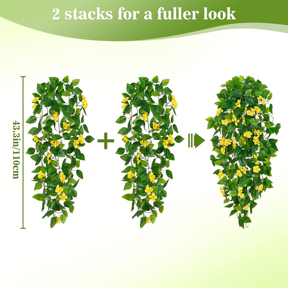 Fake Hanging Plants, Artificial Pothos Vines Faux Plants Greenery for Wall Home Living Room Office Indoor Outdoor Decor (No Baskets)