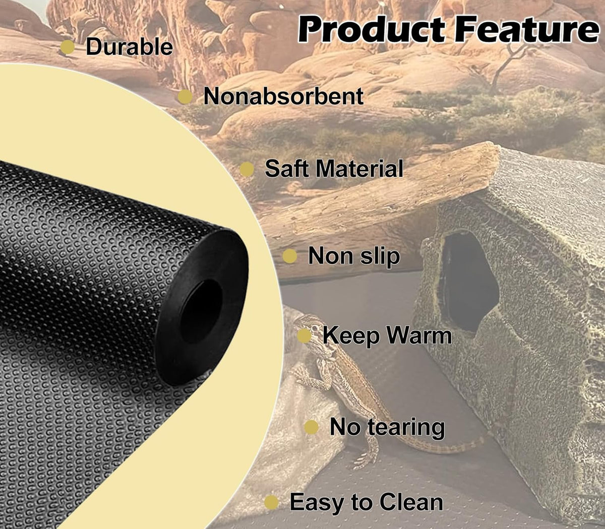 Reptile Carpet Bearded Dragon Tank Accessories for 40 Gallon, 20 Gallon, 50 Gallon,75 Gallon Tank, 17.5x39 Inch Non-Adhesive Reptile Mat Terrarium Liner For Leopard Gecko, Snake, Lizard and Tortoise