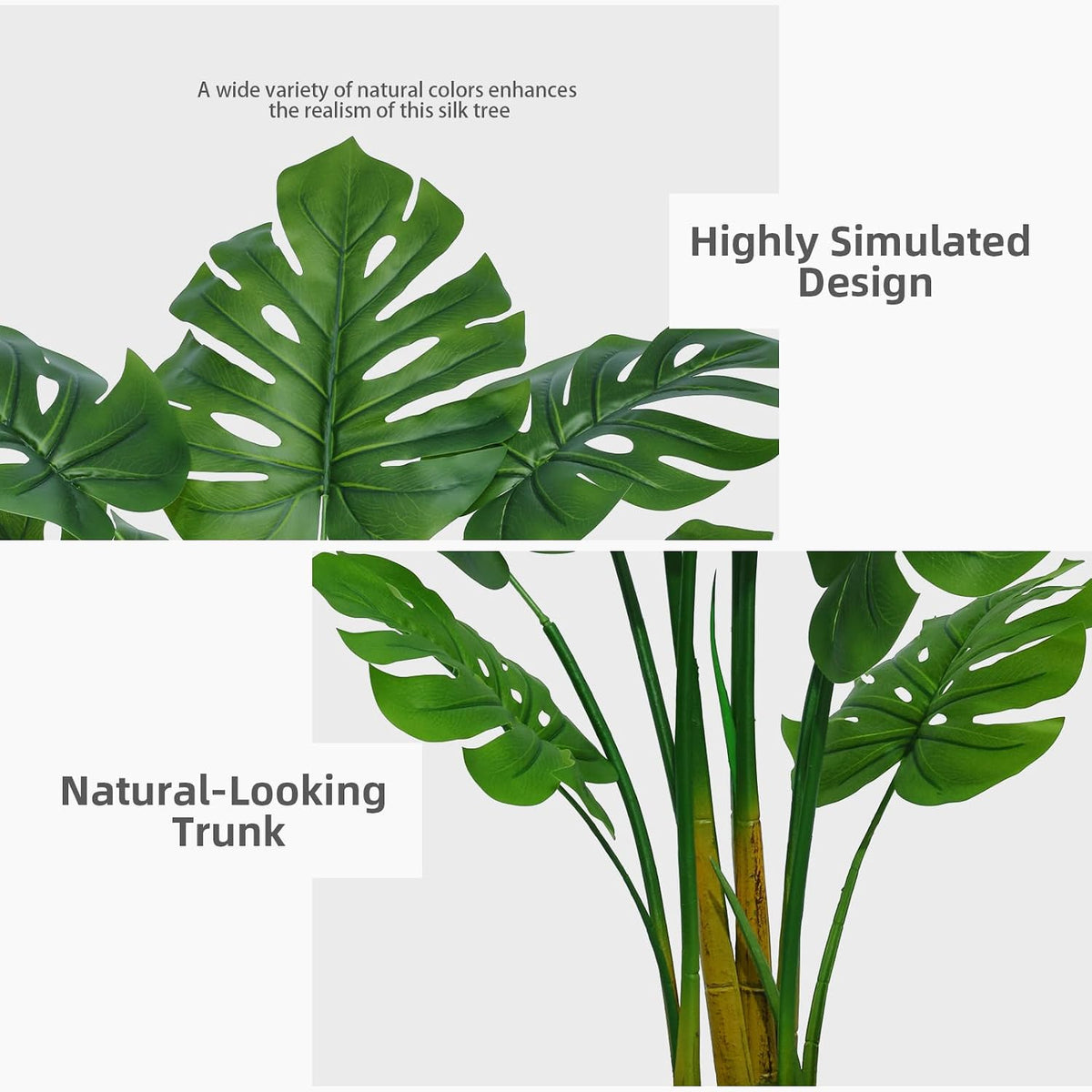 Artificial Monstera Deliciosa Plant 5FT - Faux Tropical Palm Tree with Black Tall Planter - Fake Swiss Cheese Floor Plant in Pot - Artificial Tree for Home Office Living Room Decor Indoor