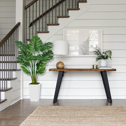 Artificial Monstera Deliciosa Plant 5FT - Faux Tropical Palm Tree with Black Tall Planter - Fake Swiss Cheese Floor Plant in Pot - Artificial Tree for Home Office Living Room Decor Indoor