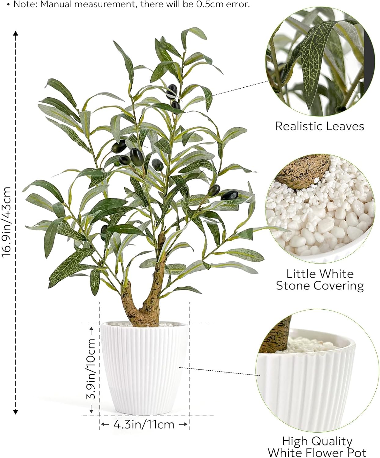 Artificial Lemon Tree with White Pot, 18” Faux Citrus Plant for Kitchen, Bathroom, Office or Shelf Decor, Vibrant Year-Round Home Accent Gift
