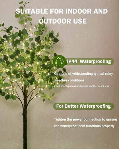 6ft Lighted Eucalyptus Tree with 300 Warm White LED Lights