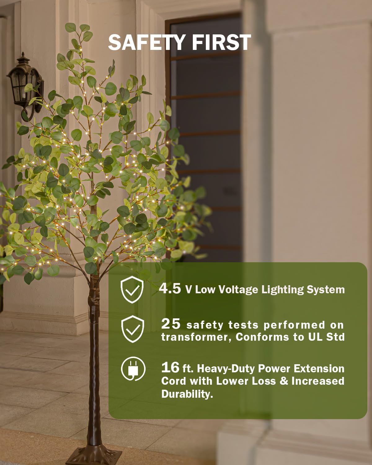 6ft Lighted Eucalyptus Tree with 300 Warm White LED Lights