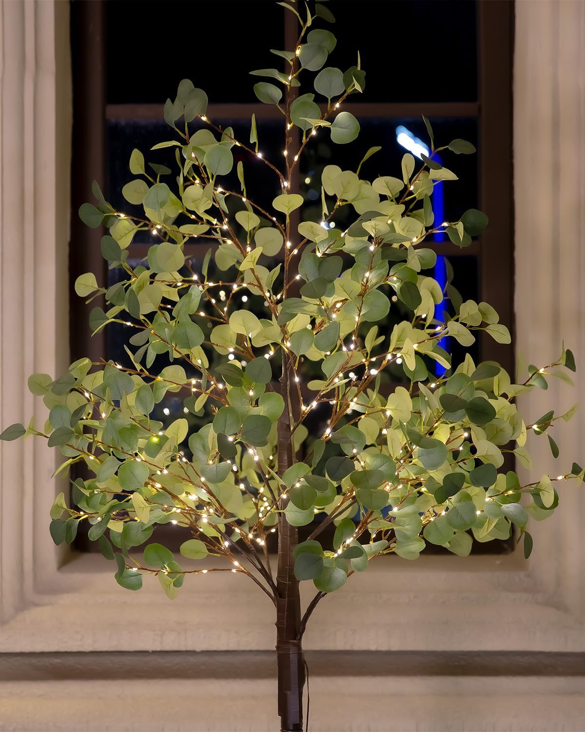 6ft Lighted Eucalyptus Tree with 300 Warm White LED Lights
