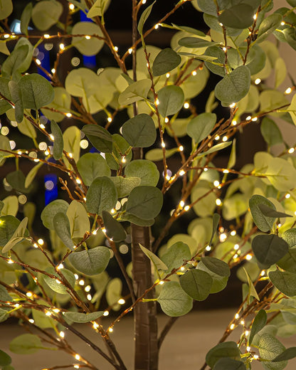 6ft Lighted Eucalyptus Tree with 300 Warm White LED Lights