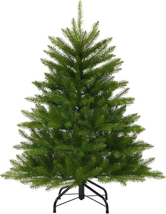7FT Unlit Christmas Tree Green, Dunhill Fir Artificial Tree with 2144 PVC Branch Tips, Realistic Full Shape, Foldable Metal Stand for Indoor Home, Office & Holiday Decoration