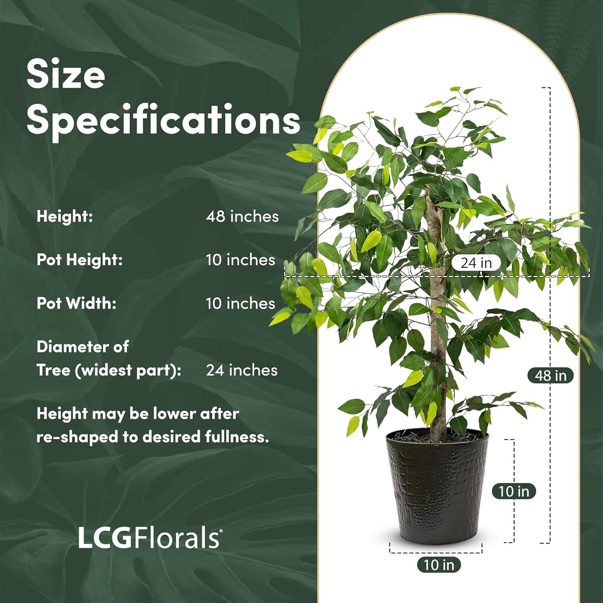 Artificial Tree 4ft Artificial Ficus Tree in Copper Metal Pot – Faux Indoor Plant with Real Wood Trunk, Fully Assembled for Living Room, Office & Entryway Décor