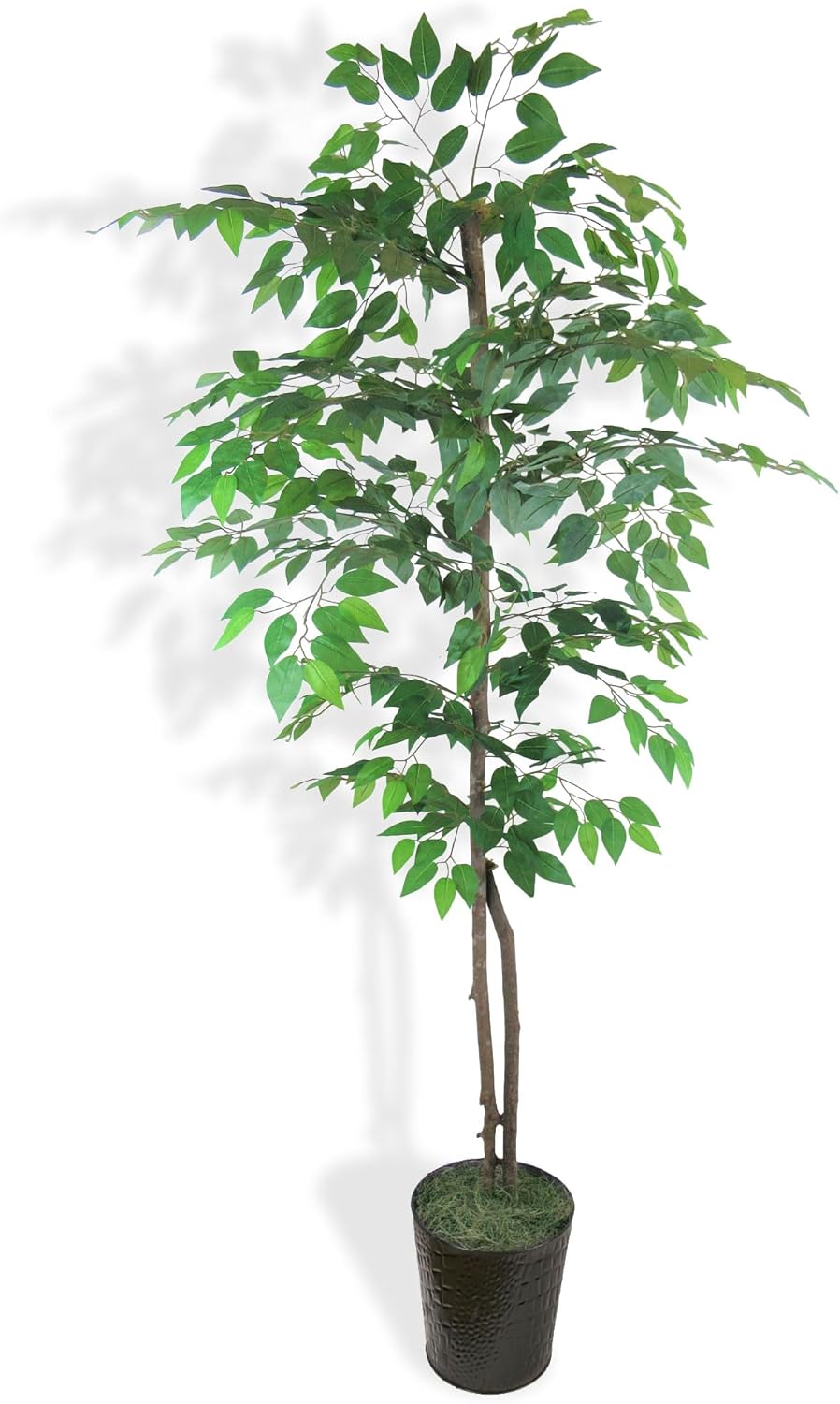 Artificial Tree 4ft Artificial Ficus Tree in Copper Metal Pot – Faux Indoor Plant with Real Wood Trunk, Fully Assembled for Living Room, Office & Entryway Décor