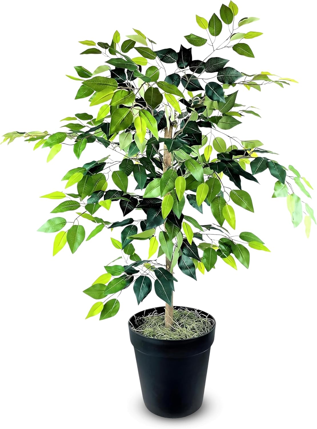 Artificial Tree 4ft Artificial Ficus Tree in Copper Metal Pot – Faux Indoor Plant with Real Wood Trunk, Fully Assembled for Living Room, Office & Entryway Décor