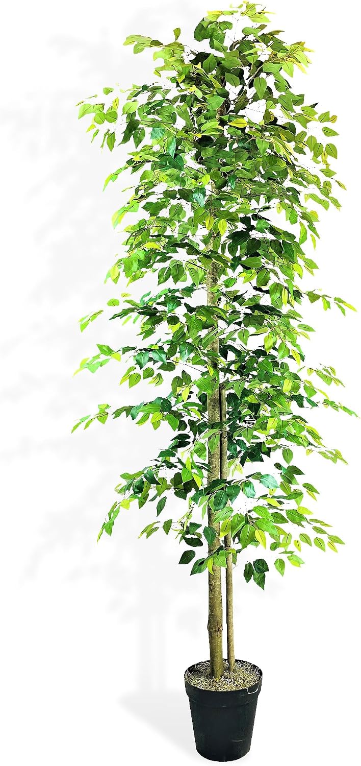 Artificial Tree 4ft Artificial Ficus Tree in Copper Metal Pot – Faux Indoor Plant with Real Wood Trunk, Fully Assembled for Living Room, Office & Entryway Décor