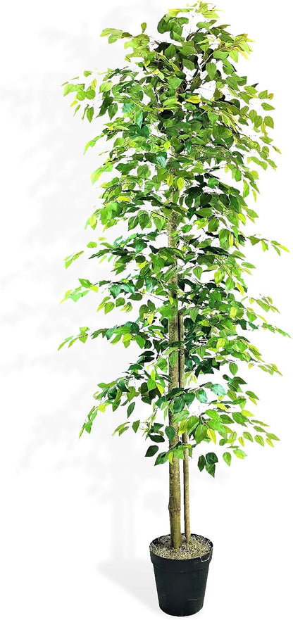 Artificial Tree 4ft Artificial Ficus Tree in Copper Metal Pot – Faux Indoor Plant with Real Wood Trunk, Fully Assembled for Living Room, Office & Entryway Décor