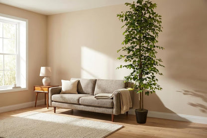 Artificial Tree 4ft Artificial Ficus Tree in Copper Metal Pot – Faux Indoor Plant with Real Wood Trunk, Fully Assembled for Living Room, Office & Entryway Décor
