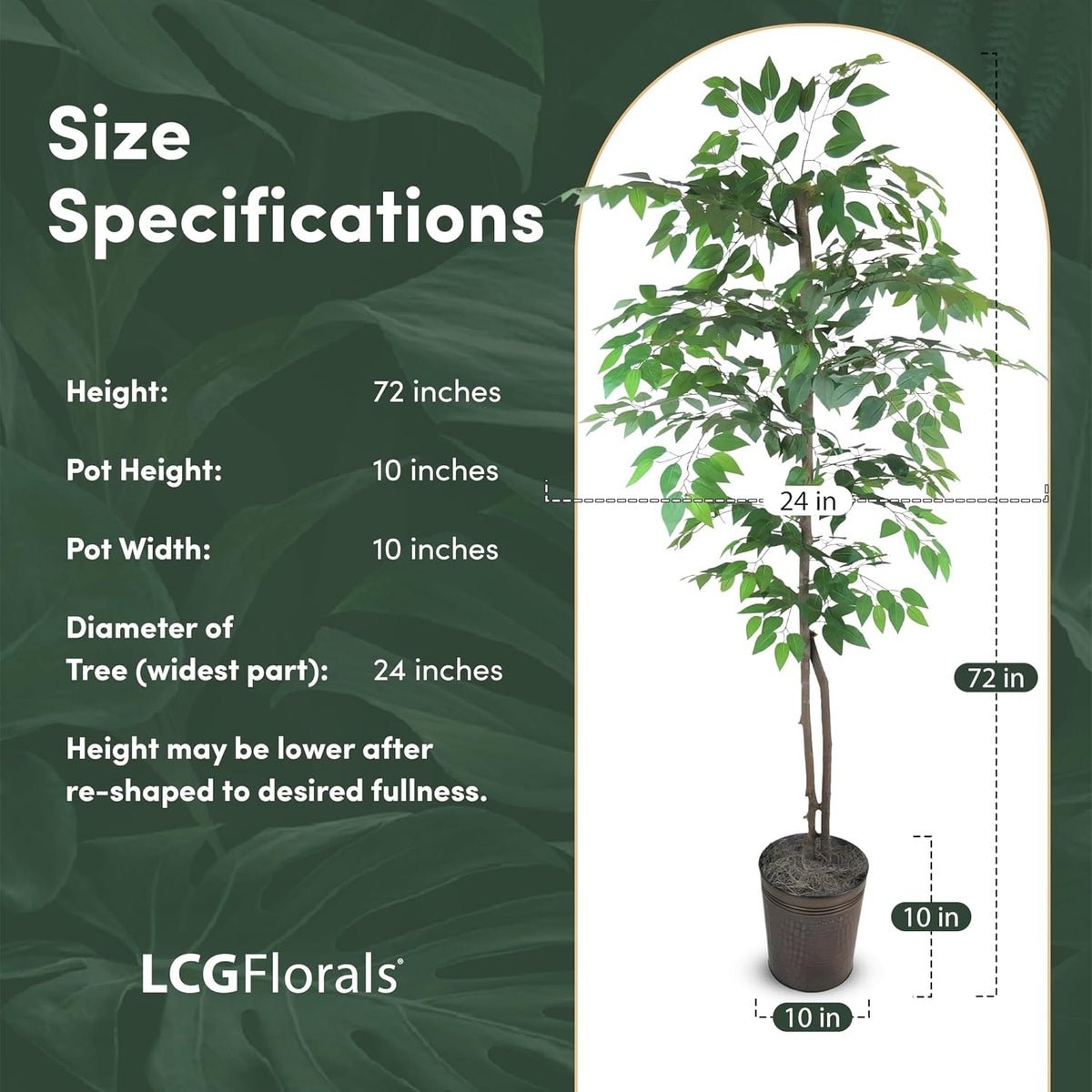 Artificial Tree 4ft Artificial Ficus Tree in Copper Metal Pot – Faux Indoor Plant with Real Wood Trunk, Fully Assembled for Living Room, Office & Entryway Décor