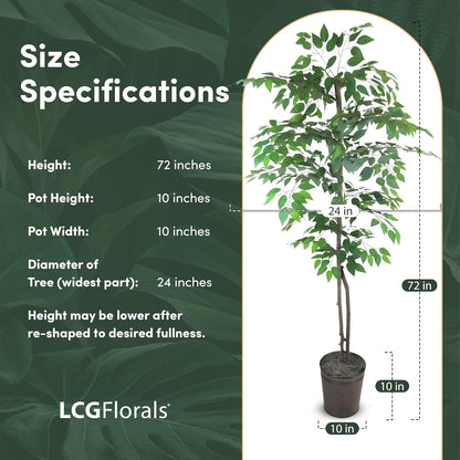 Artificial Tree 4ft Artificial Ficus Tree in Copper Metal Pot – Faux Indoor Plant with Real Wood Trunk, Fully Assembled for Living Room, Office & Entryway Décor