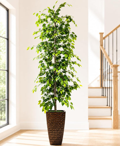 Artificial Tree 4ft Artificial Ficus Tree in Copper Metal Pot – Faux Indoor Plant with Real Wood Trunk, Fully Assembled for Living Room, Office & Entryway Décor