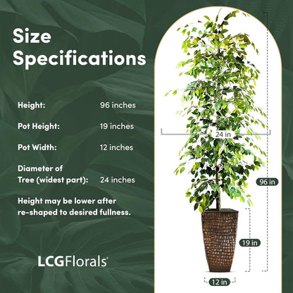 Artificial Tree 4ft Artificial Ficus Tree in Copper Metal Pot – Faux Indoor Plant with Real Wood Trunk, Fully Assembled for Living Room, Office & Entryway Décor