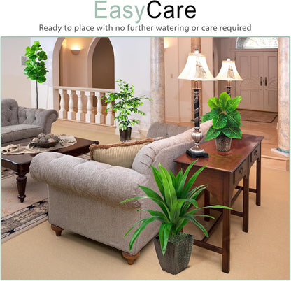 Artificial Tree 4ft Artificial Ficus Tree in Copper Metal Pot – Faux Indoor Plant with Real Wood Trunk, Fully Assembled for Living Room, Office & Entryway Décor