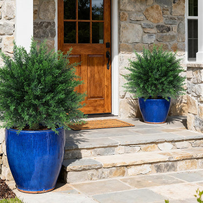 HyeFlora 26'' Artificial Topiary Boxwood Ball Trees with Lavender 2 Pack Fake Plants for Outdoor Indoor Artificial Shrubs with Ground Spike UV Resistant Fake Bushes for Front Porch Garden (Purple)