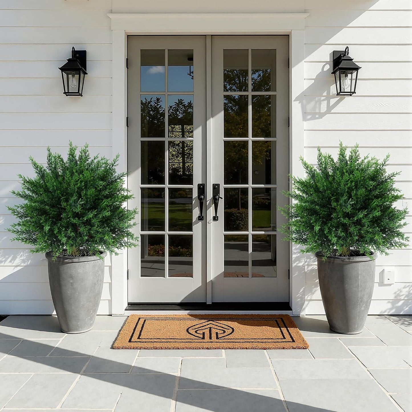 HyeFlora 26'' Artificial Topiary Boxwood Ball Trees with Lavender 2 Pack Fake Plants for Outdoor Indoor Artificial Shrubs with Ground Spike UV Resistant Fake Bushes for Front Porch Garden (Purple)
