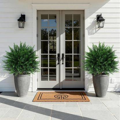 HyeFlora 26'' Artificial Topiary Boxwood Ball Trees with Lavender 2 Pack Fake Plants for Outdoor Indoor Artificial Shrubs with Ground Spike UV Resistant Fake Bushes for Front Porch Garden (Purple)