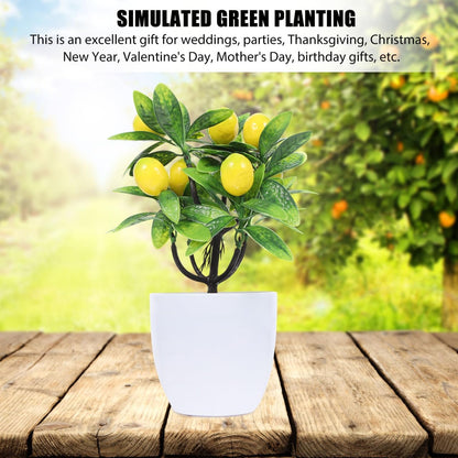 Faux Lemon Tree Artificial Potted Plant 9.44in Home Decor for Kitchen Table Centerpiece Office Wedding Cafe Bookshelf and Living Room Display