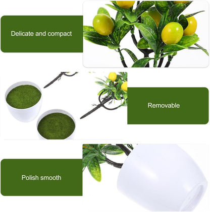 Faux Lemon Tree Artificial Potted Plant 9.44in Home Decor for Kitchen Table Centerpiece Office Wedding Cafe Bookshelf and Living Room Display
