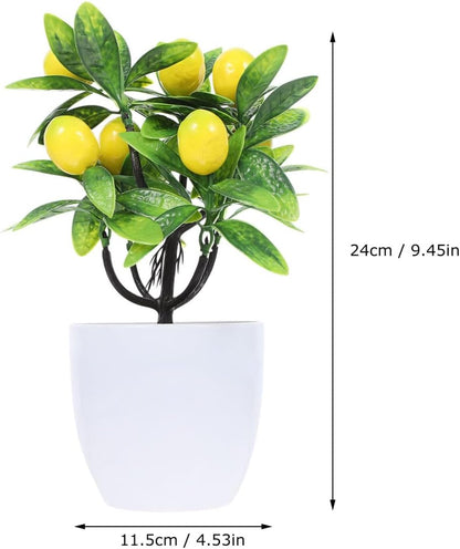 Faux Lemon Tree Artificial Potted Plant 9.44in Home Decor for Kitchen Table Centerpiece Office Wedding Cafe Bookshelf and Living Room Display